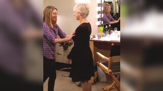 Helen Mirren - Getting her boobs groped and motorboated by Nasim Pedrad & Kristen Wiig