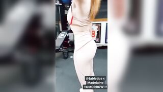 Madelaine Petsch working out in pink spandex! (via one of her Instagram stories)
