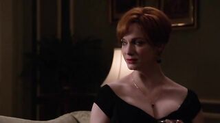 Christina Hendricks's heaving breasts move just from her breathing