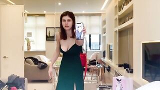 : Alexandra Daddario's big tits are spilling out of her dress #3