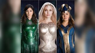 The Hotties of Eternals. Gemma Chan, Angelina Jolie and Salma Hayek