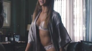 : Jessica Alba climbing onto a bed in lingerie #2