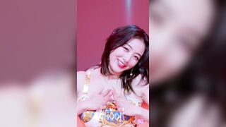: Jihyo touching her fat jugs #3