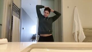 : GIF Alexandra Daddario in a towel in YouTube video #2