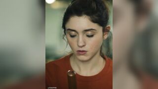 : Is there anyone along with me to show Natalia Dyer how real manly wood would feel like #2