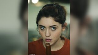 : Is there anyone along with me to show Natalia Dyer how real manly wood would feel like #3