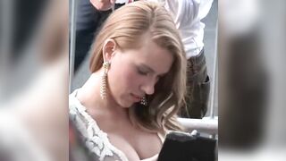 : Scarlett Johansson's tits almost pulling out of her dress #2