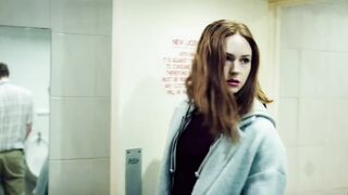 : Karen Gillan feels horny and enters the men's restroom for quick sex #1