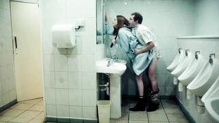 : Karen Gillan feels horny and enters the men's restroom for quick sex #2