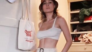 : Brie Larson braless jiggle loop #2