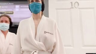 : Alexandra Daddario teasing her hard nipples and bouncing boobs during cryotherapy #3