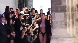 Alejandra Guilmant showing off her big bouncy boobs on the runway