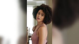 Nathalie Emmanuel sexy tank top plot in Holly Slept Over
