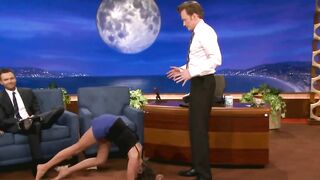 : Nina Dobrev uses Conan O'Brien as her human Yoga Wall #3