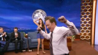 : Nina Dobrev uses Conan O'Brien as her human Yoga Wall #4