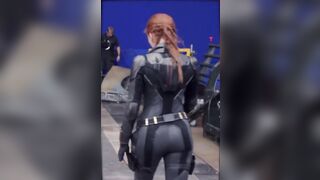 Black Widow (Scarlett Johansson) behind the scenes