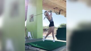 : Paige Spiranac - the booty wiggle before the swing and that smile at the end. #4